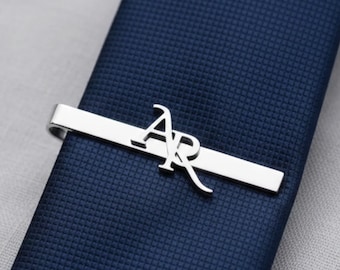 Benutzerdefinierte Initialen Krawattenklammer, Edelstahl, personalisiertes Geschenk für Ihn