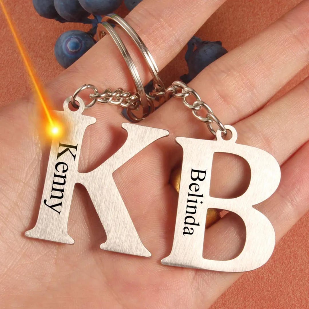 Personalized A-Z Initial Keychain, Laser Engraving Keychain, Custom ...