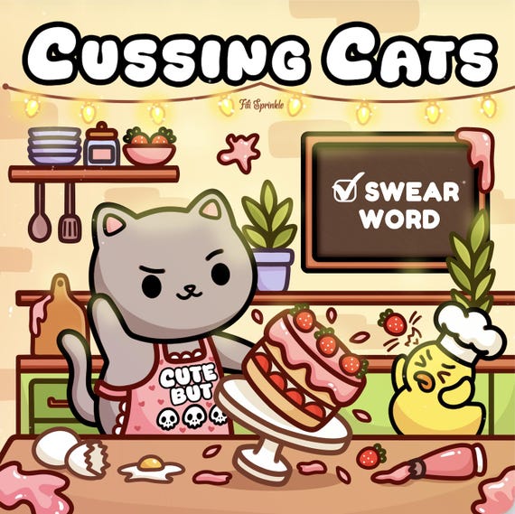 Cussing Cats | Bold and Easy Swear Word Coloring Book for Adults | 40 PDF Coloring Pages