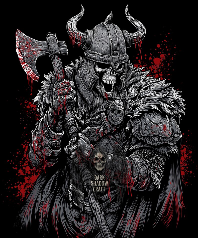 Undead Viking Warlord - Horned Iron Helmet, Fur Cloak & Crimson Axe - Etsy