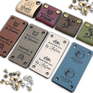 Custom Faux Leather Product Tags: Handmade Knitting & Crochet Labels (5x2.5cm)