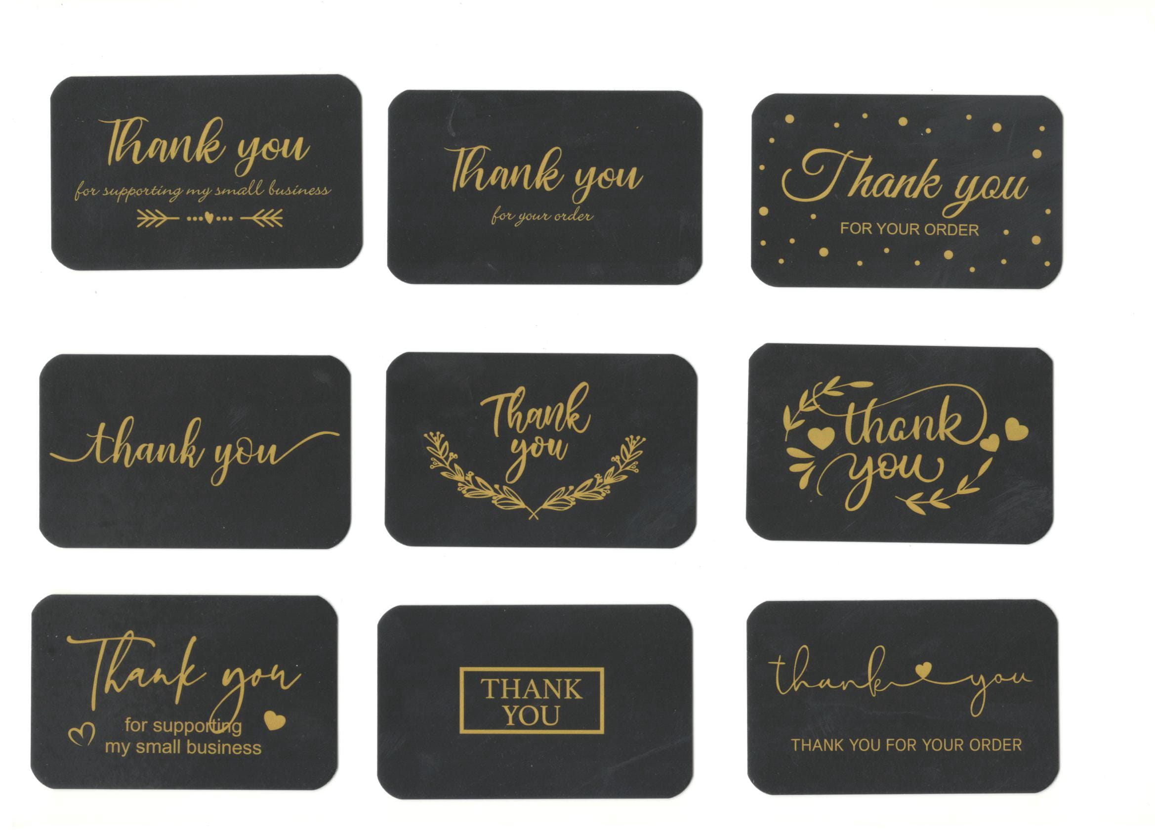 Black and Gold Thank You Cards - Customizable Small Business Inserts - Etsy