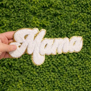 White Mama Chenille Patches