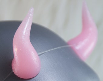 Pastel Pink Colorway for Select Cast Resin Costume Horns, Cosplay and Theater Costume Horns, Handcrafted Demon Horns