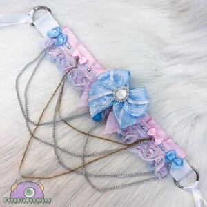 Pink and Blue Princess Kitten Play Collar, Fashion Collar, Adult Choker, Submissive Collar, Bondage Collar, Tug Proof Collar image 5