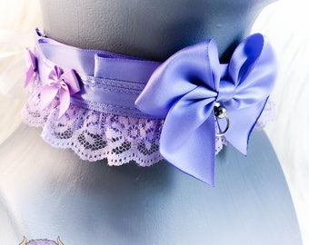 Solid Lavender Pastel Goth Kitten Play Collar, Fashion Collar, Adult Choker, Submissive Collar, Bondage Collar, Tug Proof Collar