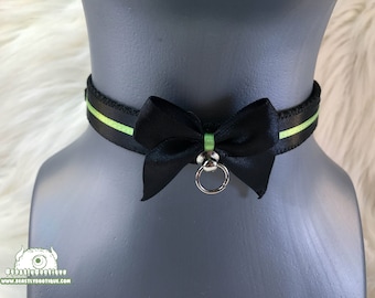 Green and Black Day Kitten Play Collar, Kitten Play Collar, Pet Play Collar, Choker, Adult Kitten Play Collar, BDSM Collar