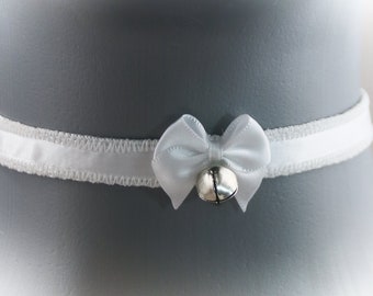 Skinny Solid White Choker, Kitten Play Collar, Pet Play Collar, Choker, Adult Kitten Play Collar, BDSM Collar