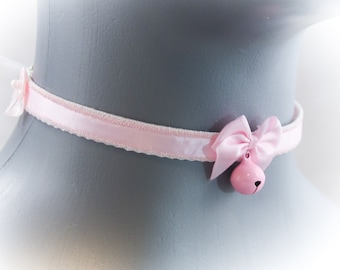 Skinny Solid Pink Choker, Kitten Play Collar, Pet Play Collar, Choker, Adult Kitten Play Collar, BDSM Collar