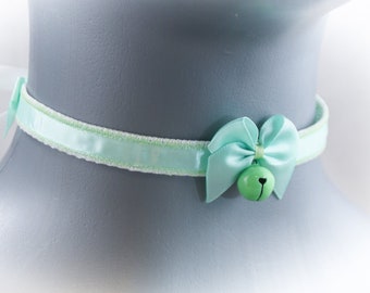 Skinny Solid Mint Choker, Kitten Play Collar, Pet Play Collar, Choker, Adult Kitten Play Collar, BDSM Collar