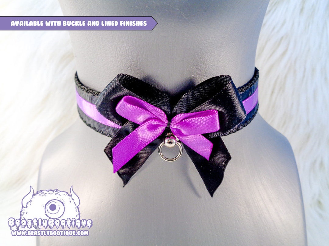 Simple Purple and Black Kitten Play Collar, Kittenplay BDSM Collar