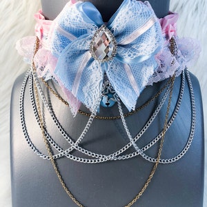 Pink and Blue Princess Kitten Play Collar, Fashion Collar, Adult Choker, Submissive Collar, Bondage Collar, Tug Proof Collar image 6