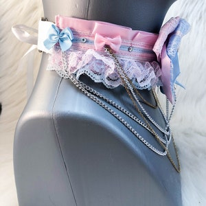 Pink and Blue Princess Kitten Play Collar, Fashion Collar, Adult Choker, Submissive Collar, Bondage Collar, Tug Proof Collar image 8