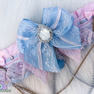 Pink and Blue Princess Kitten Play Collar, Fashion Collar, Adult Choker, Submissive Collar, Bondage Collar, Tug Proof Collar image 4