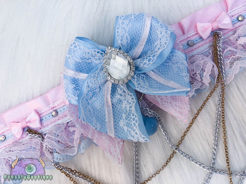 Pink and Blue Princess Kitten Play Collar, Fashion Collar, Adult Choker, Submissive Collar, Bondage Collar, Tug Proof Collar image 4