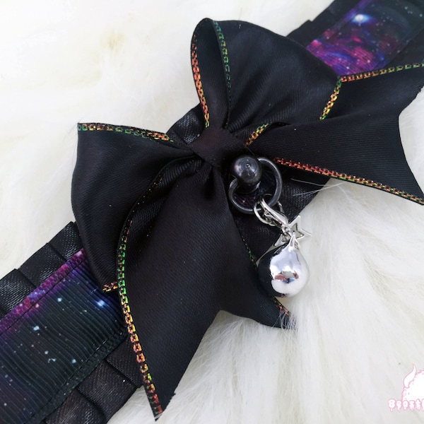 Galaxy Themed Kitten Collar, Kitten Play Collar, Pet Play Collar, Choker, Adult Kitten Play Collar, BDSM Collar