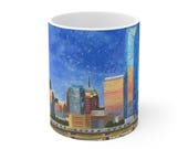 Oklahoma City Skyline Mug | White 11oz Ceramic Mug | Original Art