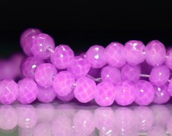 80 pcs 6x4mm Opaque Lavender, Periwinkle, Orchid High Shine Coated Faceted Rondelle Glass Beads  #14