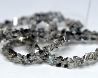 70 pcs 3mm Transparent Light Gray Fire Polished Darker Gray at Tips Faceted Tetrahedron Triangle Glass Spacer Beads  014