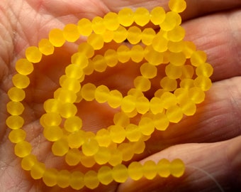 120 pcs 4x3mm Frost Butterscotch Yellow, Yellow Gold Faceted Rondelle Glass Beads  #13