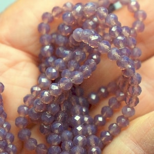 75 pcs 4x3mm Opalescent Plum, Amethyst Faceted Rondelle Glass Beads #25-13