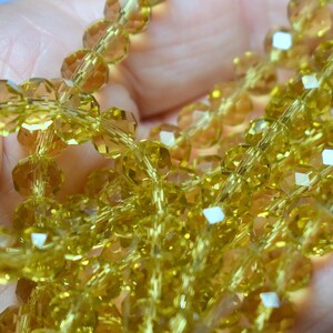 45 pcs 7x6mm Transparent Pale Lime Green Chartreuse Faceted Rondelle Glass Beads  #25-31