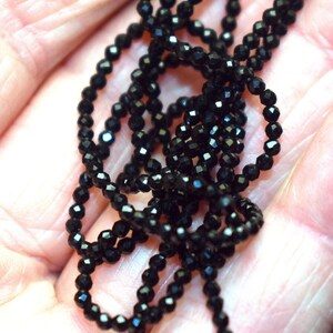 150 pcs 2mm Faceted Opaque Jet Black Round Glass Beads #241-23