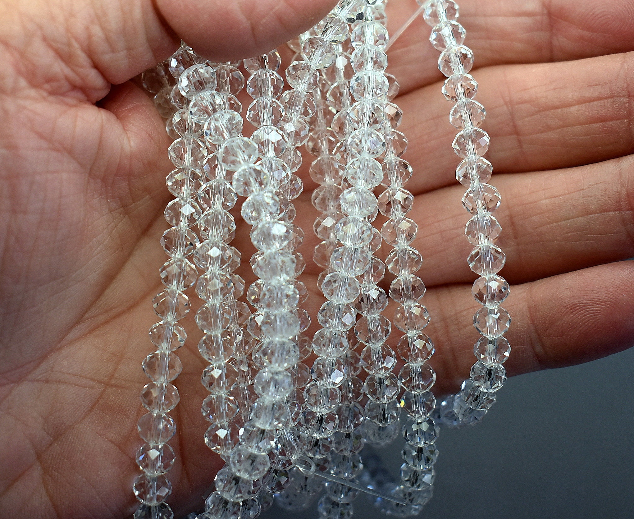 Clear Transparent 20x15mmx6mm Hol6 Rondelle Faceted Beads 80+ Premium PCS.#2269 