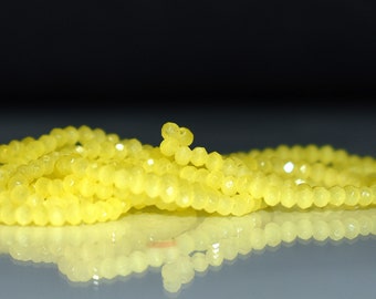 100 pcs 3x2mm (-) Frost Yellow Coated High Shine Faceted Rondelle Glass Beads  #10