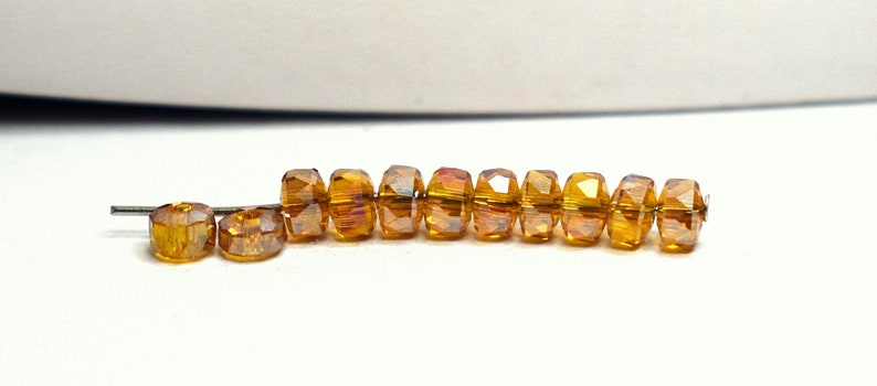 New Shape 19 pcs 6x4mm Dark Gold Light Amber AB Rainbow Gold Wheel Heishi Coin Donut Shaped Spacer Faceted Rondelle Glass Beads TGAB