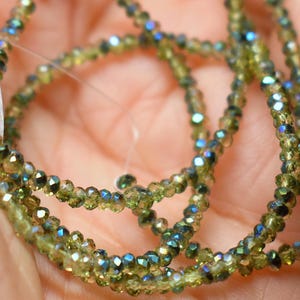 120 pcs Pale Green Faceted Glass Rondelle Beads, Rainbow Peacock Luster TG/FRC