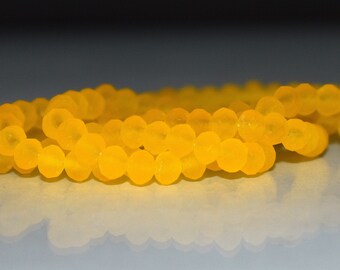 130 pcs 3x2mm (+)  Frost Butterscotch Yellow, Yellow Gold Faceted Rondelle Glass Beads  #13A