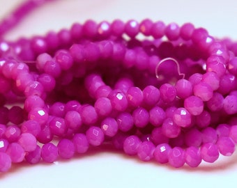 100 pcs 4x3mm(+) Opaque Orchid Two Tone Faceted Rondelle Glass Bead  #S15E