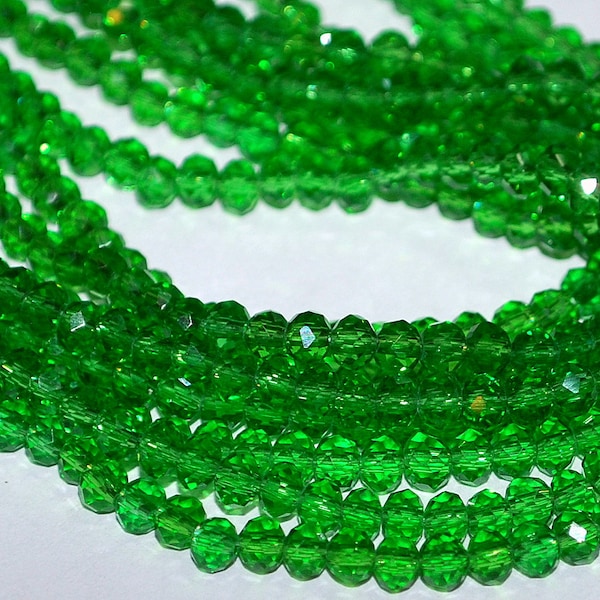 100 pcs 4x3mm Transparent Green Faceted Rondelle Glass Beads MG