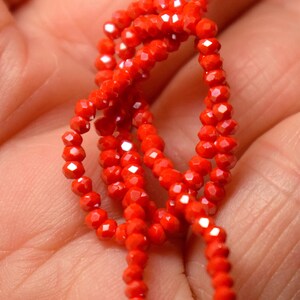 185 pcs 2x1mm (*) Opaque Dark Orange Luster Faceted Rondelle Glass Beads ODDO/S