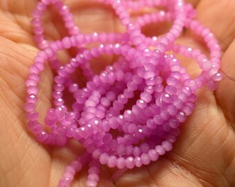 100 pcs 3x2mm (-) Frost Orchid, Pink Lavender, Pink Periwinkle Faceted Rondelle Glass Beads  #4-S13