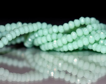 120 pcs 3x2mm Opaque Mint Green, Seafoam Green, Pale Green Faceted Rondelle Glass Beads  OMG