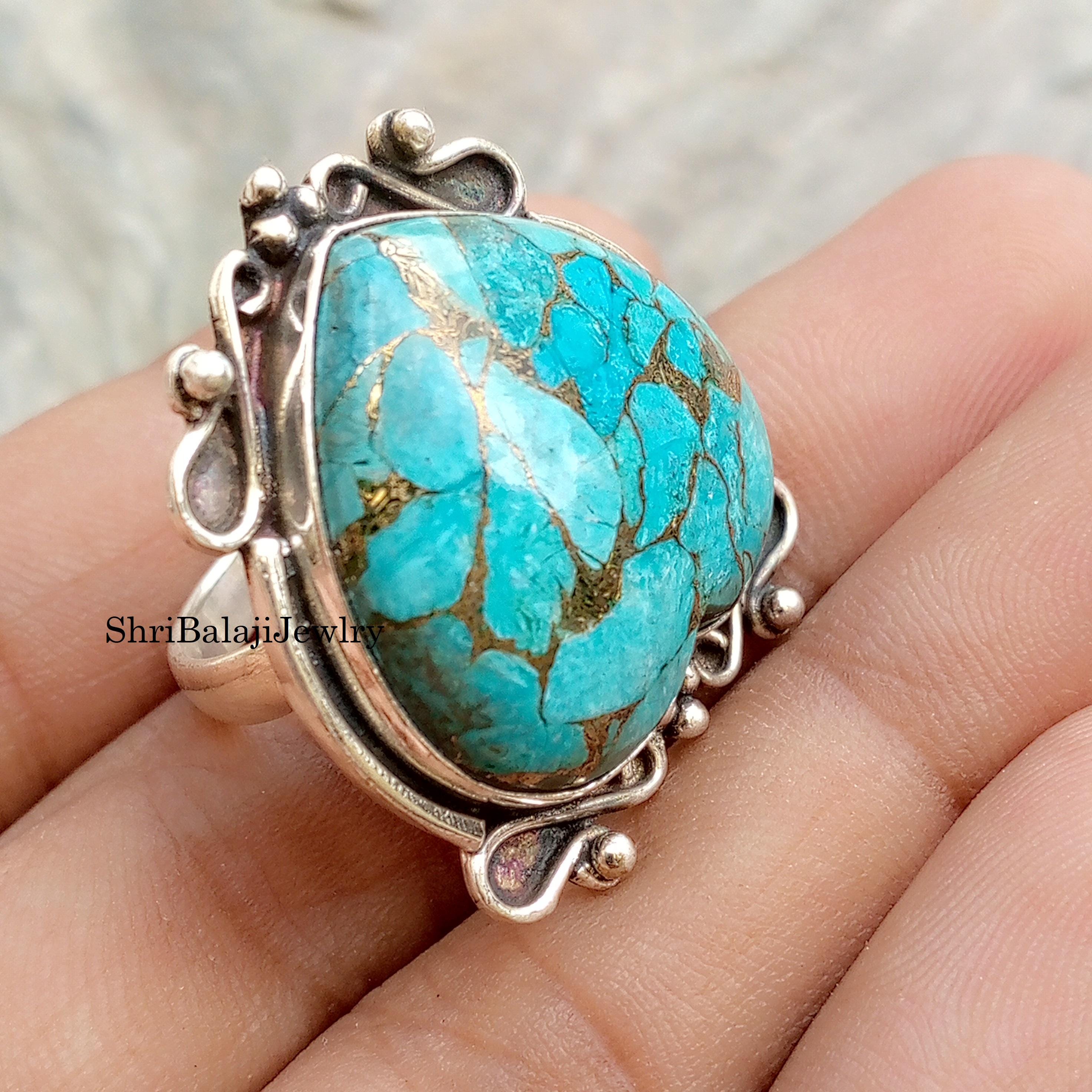 青と赤の石の指輪 - Etsy 日本