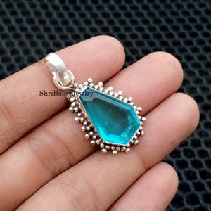 Aquamarine Pendant* 925 Sterling Silver* Handmade Pendant* Aquamarine   Jewellery * Lady&#39;s Pendant * Statement Pendant *  Designer Pendant *