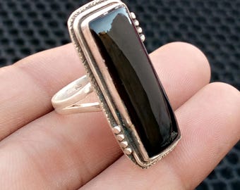 Black Onyx Gemstone *925 Sterling Silver*Handmade&Statement ring*Gift For Wife* Anniversary Ring*Handmade Ring*Boho Ring*Rectangle Long Ring