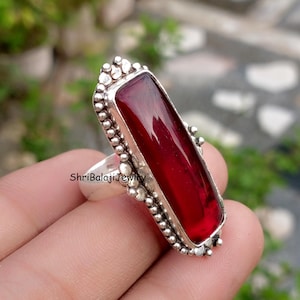 Prettiest Red Garnet Ring,925 Sterling Silver Ring,Handmade Ring,Gift For Valentine Ring,Gift For Girlfriend,Pretty Gift Ring For Christmas