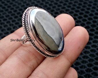 Hematite Gemstone Ring*925 Sterling Silver Ring*Stylish&Handmade Ring*Valentine Women Ring*Statement Ring*Beautiful Ring*Gray Colour Ring