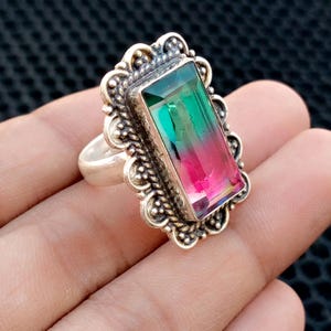 Exclusive Watermelon Tourmaline Gemstone Ring*925 Sterling Silver Ring*Handmade Ring*Perfect Stone *Watermelon Ring*Valentine Gift*Love Ring