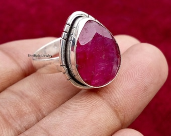 Ruby Ring, 925 Sterling Silver Ring, Handmade ring,gemstone Ring, Simple Solitaire Ring, beautiful gift ring , gift for mom, perfect ring