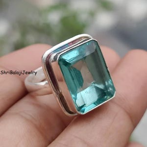 Pretty Sky Blue Aquamarine Gemstone Ring*925 Sterling Silver Ring*Handmade Ring*Birthstone Ring*Royal Ring*Aquamarine Silver Jewellery*
