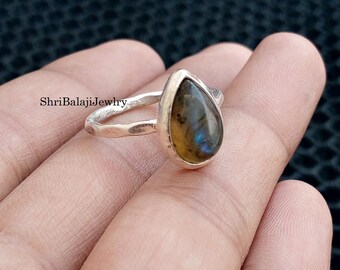 Small  Labradorite Gemstone Ring* 925 Sterling Silver Ring* Boho  Ring * Handmade Ring* Labradorite  Jewellery* Unique Ring* Gift fie Wife *