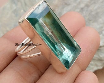 Lovely Aquamarine Gemstone Ring*925 Sterling Silver Ring*Handmade Ring*Popular Ring*Statement Ring*Aquamarine Jewellery*Promised  Women Ring