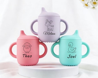 Personalized Silicone Baby Sippy Cup, Toddler Training Cup