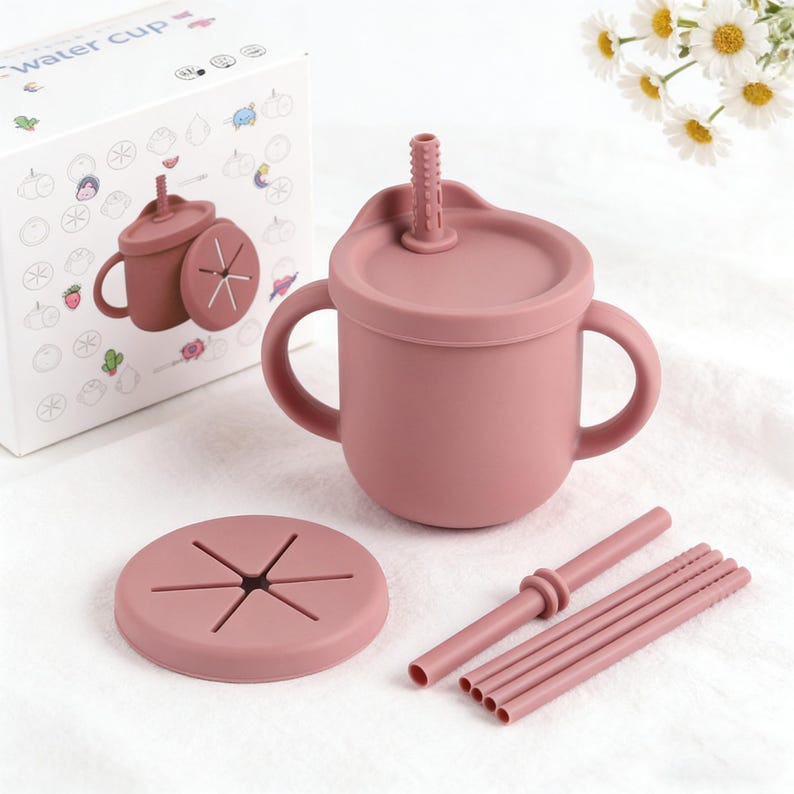 Personalized Silicone Baby Cup, 2-in-1 Sippy Cup and Snack Container