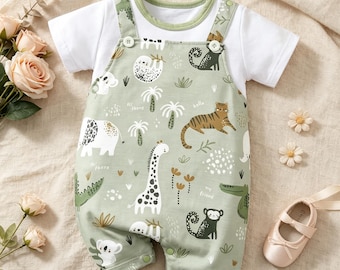 Conjunto de roupa de algodão musselina para bebê | Camisa com botões e shorts | Roupa de verão unissex para bebês | Presente de verão para crianças pequenas